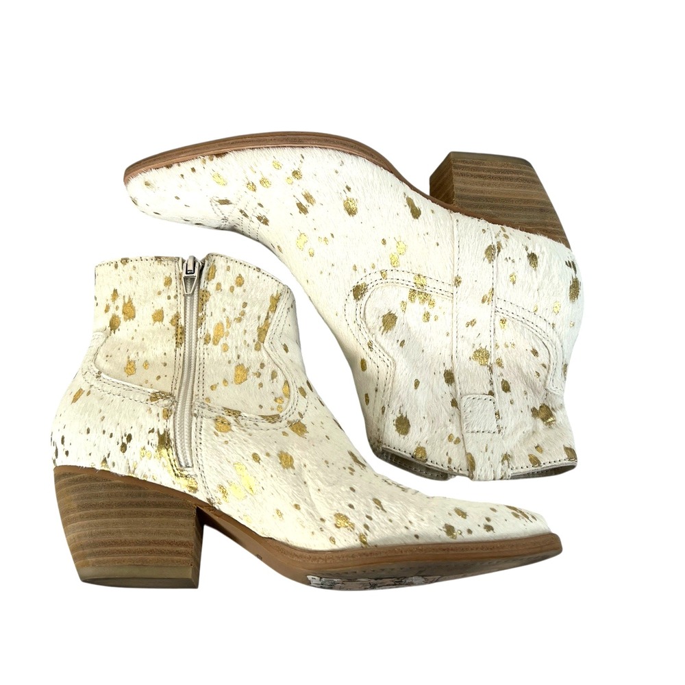 Dolce Vita womens 6.5 Silma western cow fur gold splater ankle boots - Picture 5 of 7